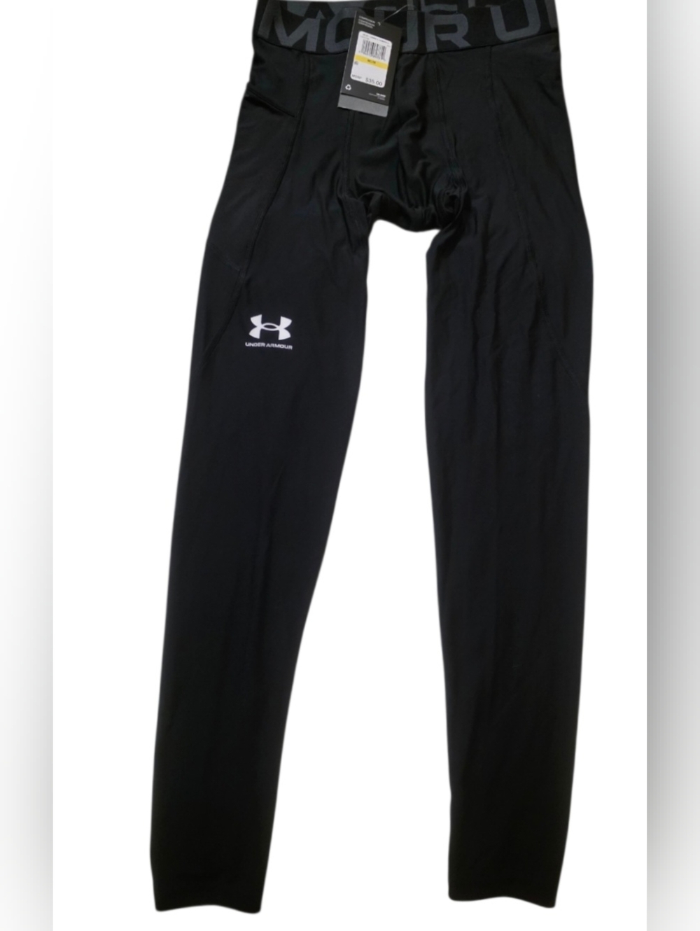 NWT Under Armour UA Men's Medium Black Performance Compression Pants. Heat Gear.